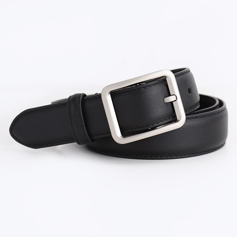 

Genuine leather belt - women s minimalist belt - premium cowhide leather - versatile belt for jeans and more 100cm чёрный