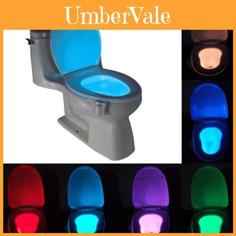 Modern Minimalist Toilet Night Light With 8 Color Led Sensor For Bathroom Ambiance