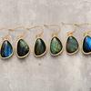 Luxury elongated stone pendant earrings earrings studs European and American natural stone popular jewelry