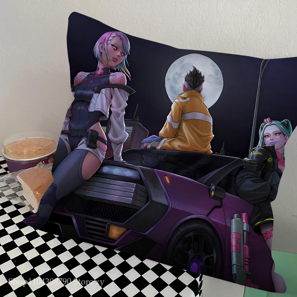 Anime C-Cyberpunk E-Edgerunner Pillow Case Square Pillow Bedroom Sofa Leisure Comfort Cushion Car Living Room Home Decoration
