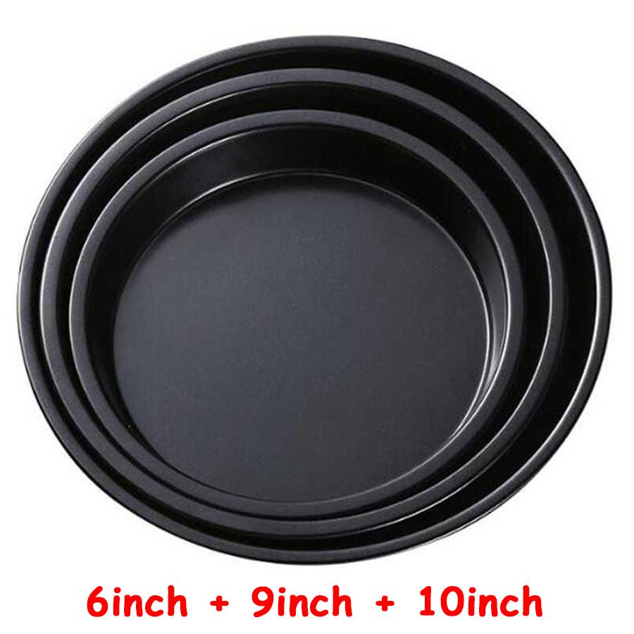 6-10inch Carbon Steel Circular Pizza Baking Tray Anti Stick Cake Baking Pan Microwave Oven Pie Cookie Baking Tray for Kitchen