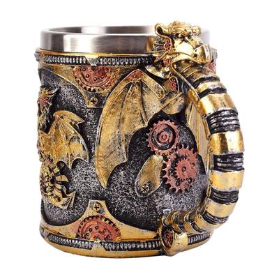 Dragon Coffee Mug 400ml Stainless Steel Medieval Mug Desk Sculptures For Coffee Beer Whiskey Stand Family Friends Party Camping