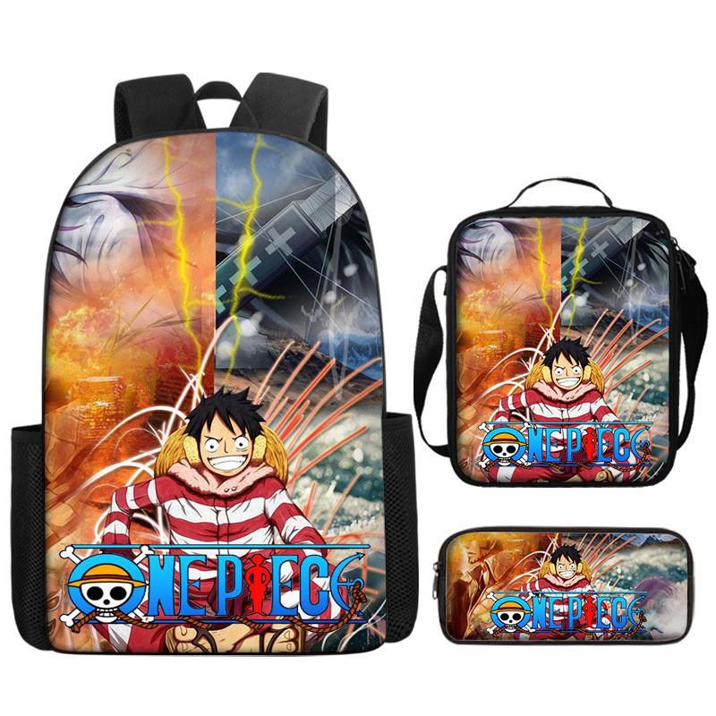 One Piece Piece Anime School Backpack With Air Cushion Straps And Durable Material For Children