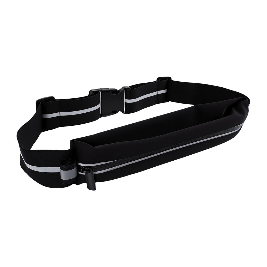 Running Waist Pack Reflective Strips Water Proof Adjustable Strap 3 Pockets Running Belt Black