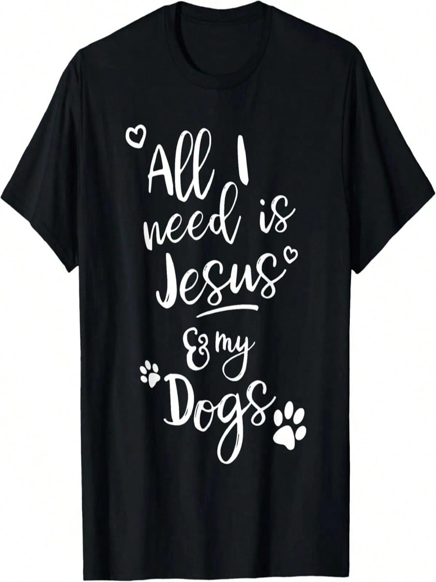 Fun Religious T Shirt All I Need Is Jesus And My Dogs T-Shirt S разноцветный