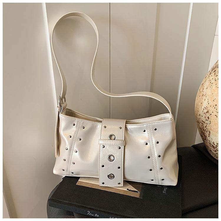 New Rivet Shoulder Bag Texture Niche Simple Personality Design Fashion Trend Small Square Bag