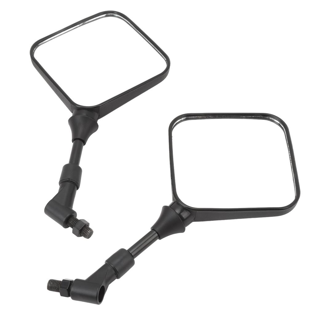 Pair of Motorcycle Square Rearview Mirrors 360 Degree Adjustable Wide Viewing Angle Universal Side Mirrors for Folding