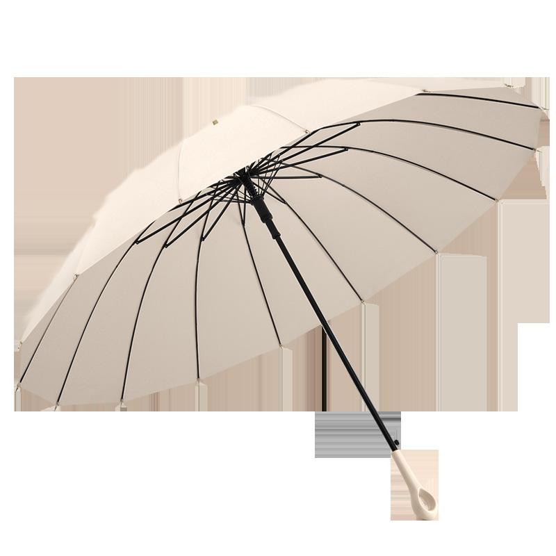 New 16K Creative Straight Rod Bumping Cloth Leather Love Color Scheme Handle Umbrella Plain Long Straight Handle Can Be Determined