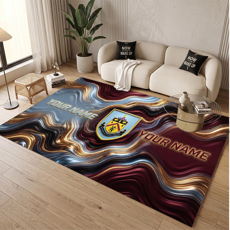 Personalized Crystal Velvet Carpet Burnley Football Pattern Non Slip Floor Rug