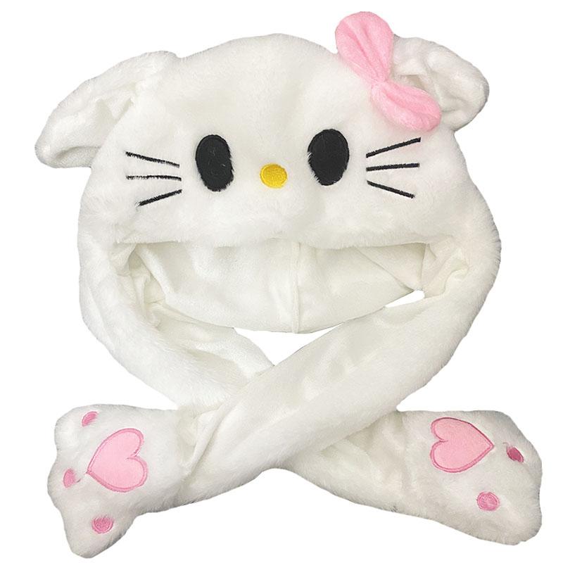 Cartoon Bunny Ear Move Hat Jumping up Toys Rabbit Girls Animal Plush Costume Cosplay Cap Kids Party for Adult Funny Anime Hat