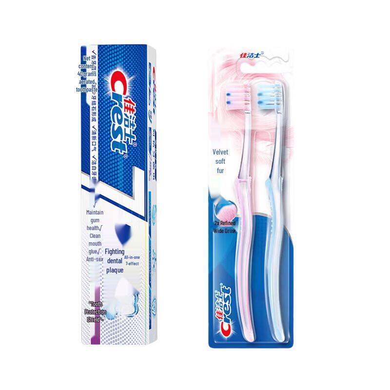 

Crest All-in-One 7-Effect Anti-Plaque Toothpaste with Dual Velvet Gum Care Brushes