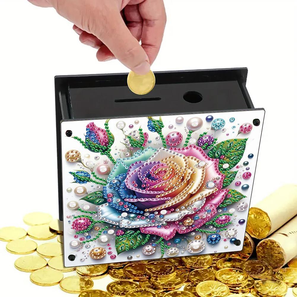 Rose DIY Money Storage Box Diamond Painting Art Piggy Bank for Beginners
