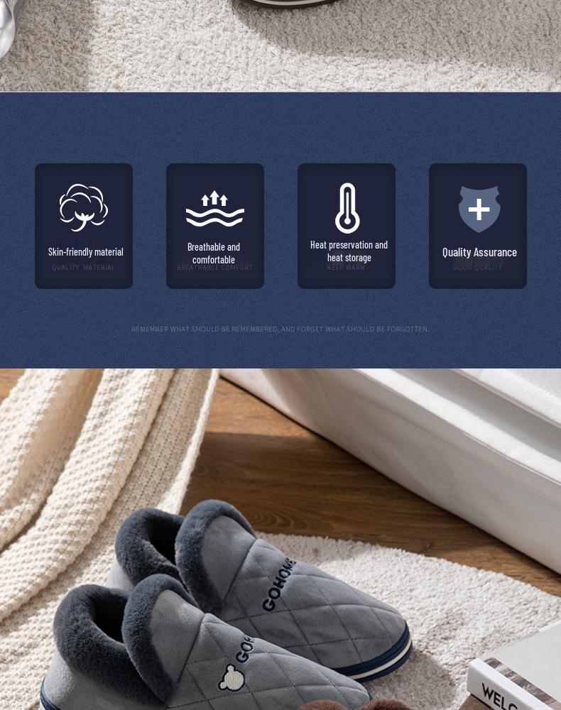 Men's Winter Backless Cotton Slippers, Extra Large Sizes, Warm Thick Sole (46-48)