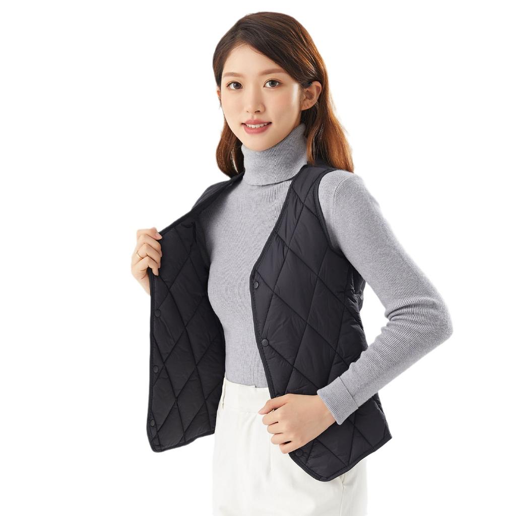 Women's Fall and Winter Lightweight Warm Comfortable Enlarged Suit Pointed Angle Can Be Taken Inside The Female Cotton Vest Double-sided