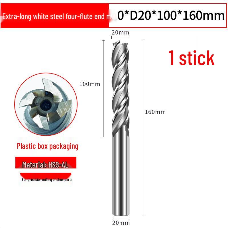 615 Aluminum Alloy CNC Tool: High-Speed Steel 4-Flute Extended End Mill with 3-Flute Milling Cutter