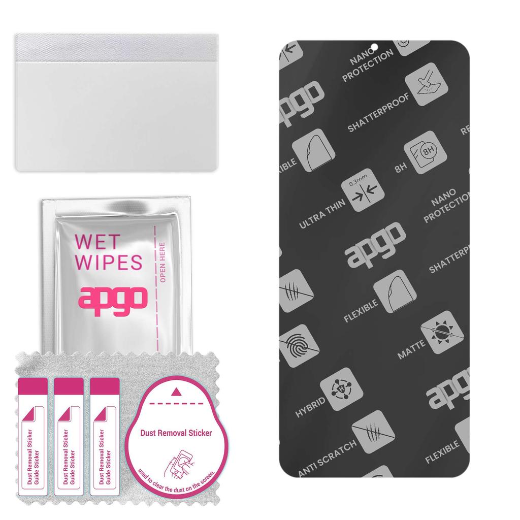 apgo MATTE Hybrid protective glass compatible with Vivo Y52, flexible nano glass, great replacement for tempered glass, scratch-resistant, full glue