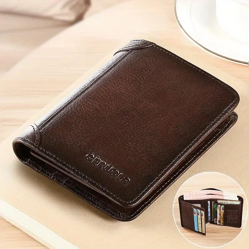 

Suitability Men s Dark Brown Vintage Leather Wallet RFID Anti Theft Brush Safe Slim and Stylish Multib Card Holder Perfect Gift