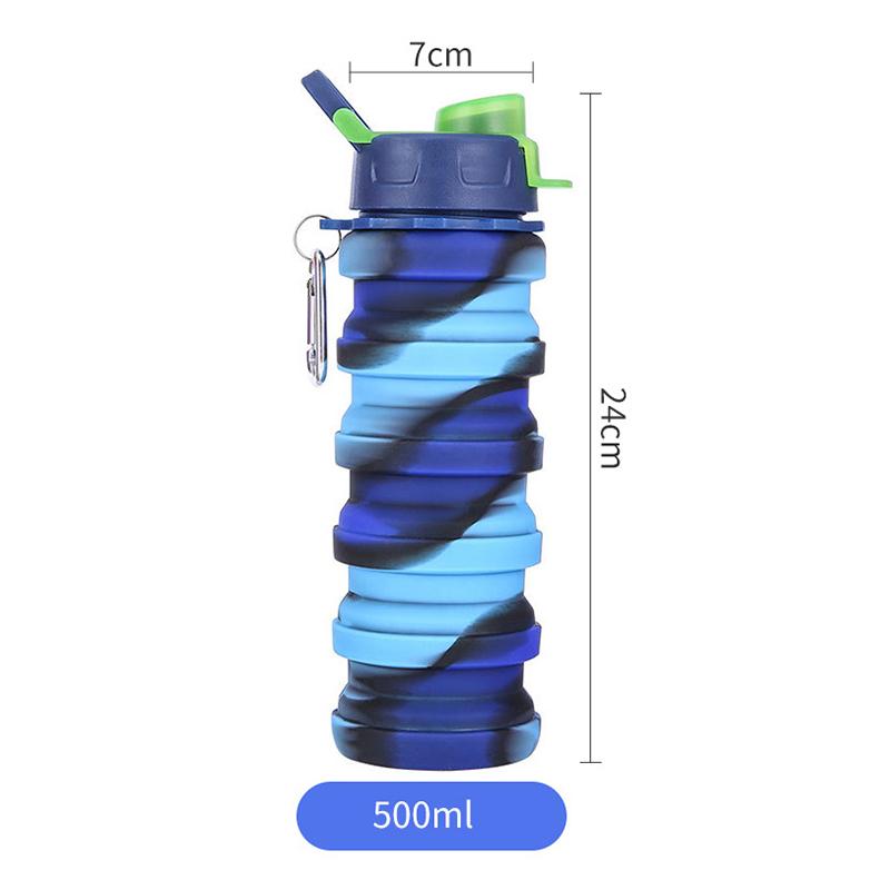 

1 шт. силиконовый выдвижной чайник складной стакан для воды спортивный на открытом воздухе портативный чайник цветная чашка с карабином с ручкой