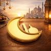 Moon Shaped Moon Food Serving Tray Elegant Eid Candy Dish Ramadan Decorative Tray  Eid Celebration