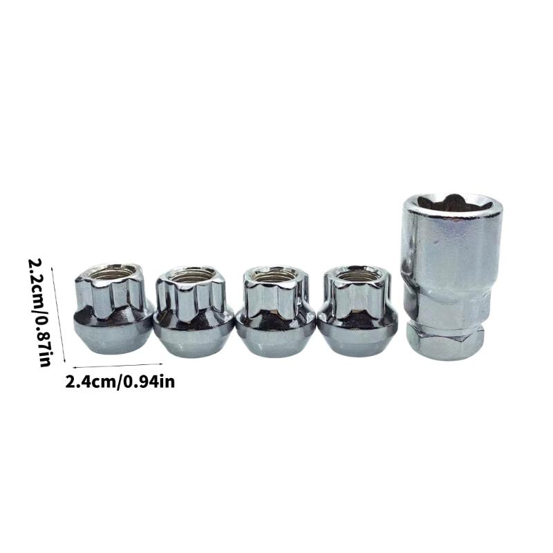5Pcs Car Theft Locking Nuts Wheel Nuts Lug Tapered Security Bolts With Key Racing Wheel Lock Lug Nuts M12x1.25 M12x1.5