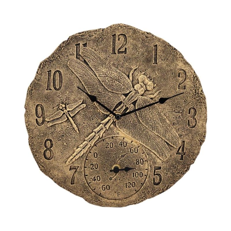 Upgrade Resin Wall Clock Thermometer Outdoor Clock Home Decoration Clock, Wonderful Housewarming Gift for Friends 1