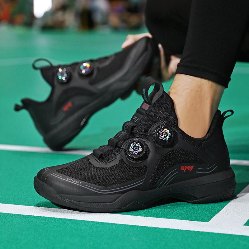 Professional Competition Badminton Shoes with Rotating Buckle, Shock Absorption, Carbon Plate, Non-slip, Wear-resistant for Men and Women