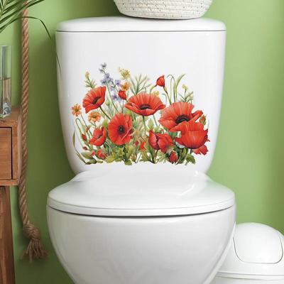 Mohngrüne Toilettenaufkleber Badezimmer Badezimmer Home Verschönerung Dekorative Wandaufkleber