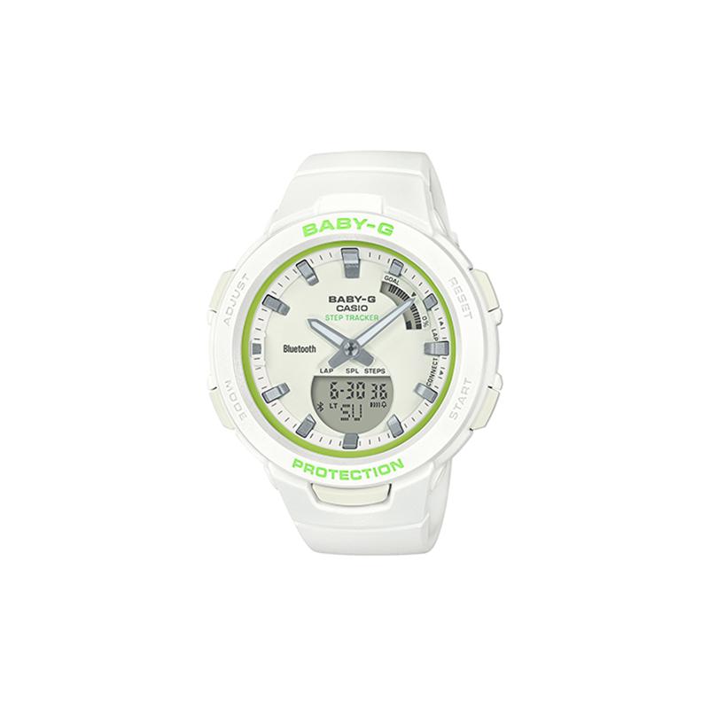 

Casio CASIOBABY-G Series Sports Series Pedometer Bluetooth Waterproof and Shockproof Sports Quartz Movement Resin Strap Japanese and BSA-B100SC-7APR білий