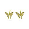 Boucles d'oreilles papillon incrustées de diamants, Boucles d'oreilles exquises haut de gamme de luxe léger, Mode et polyvalentes pour les femmes au quotidien