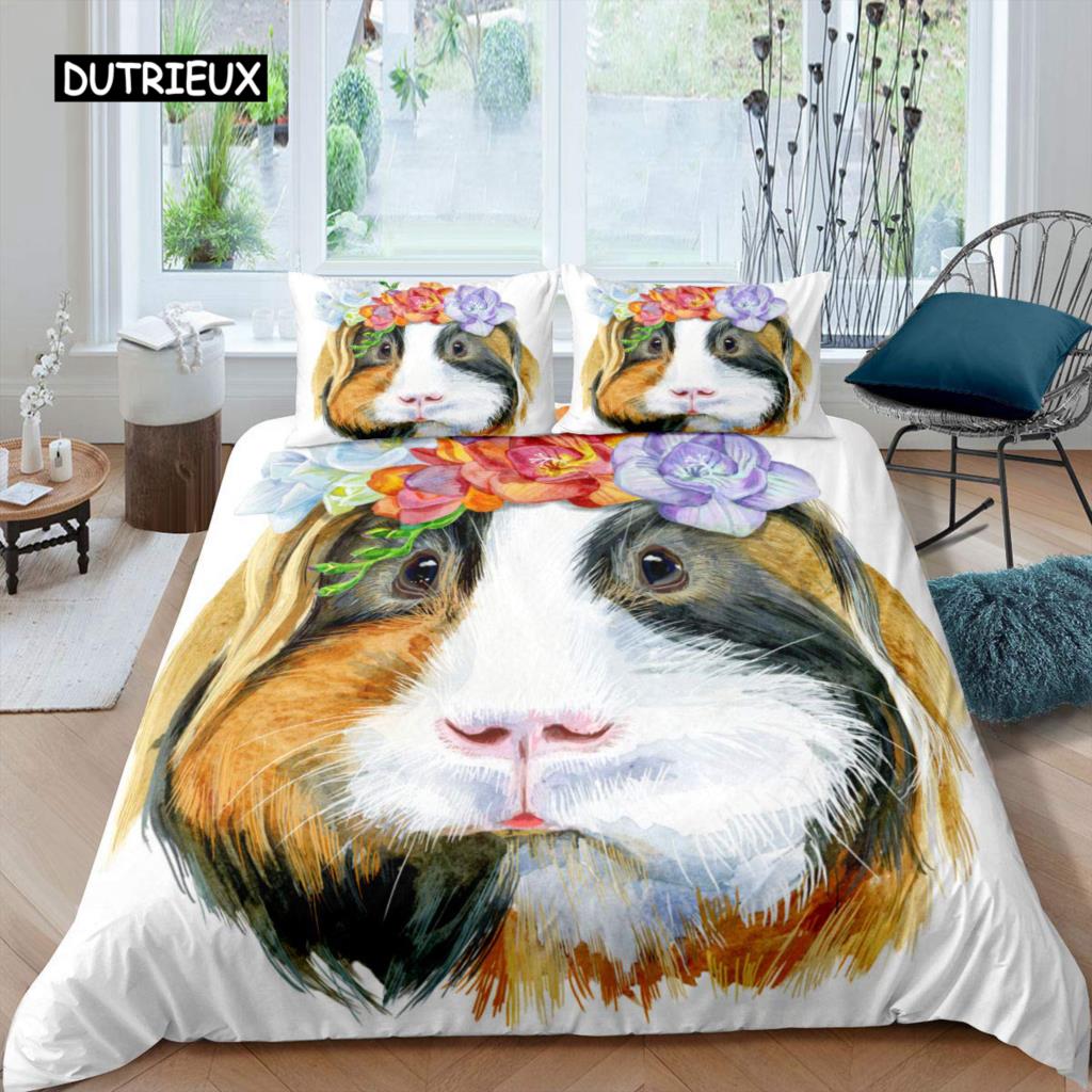 Marsvin Sengesett Søt Mus 3D Dynetrekk Dyredynetrekk for barn Gutter Jenter Tenåringer Mykt Twin polyester dynetrekk