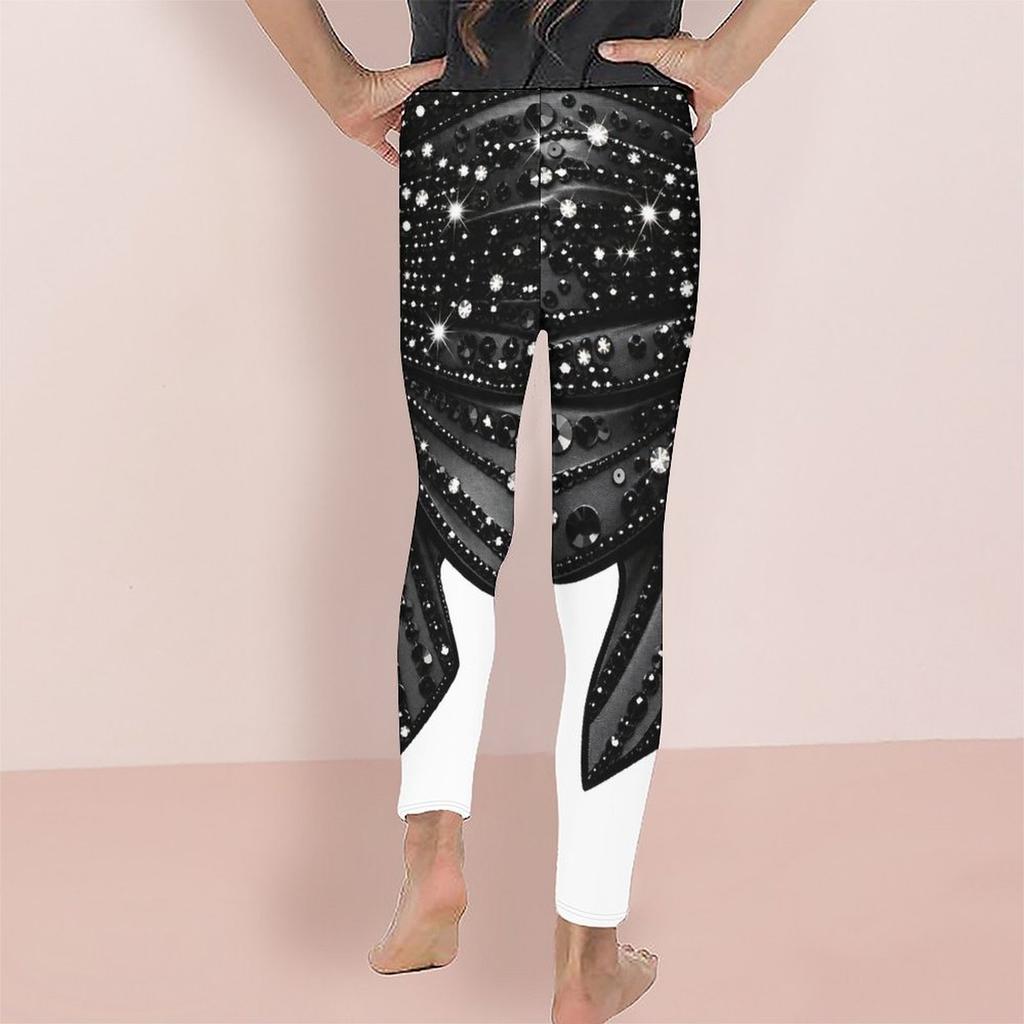 Girls Full Length Fitted Floral Printed Yoga Leggings Stretch Waist