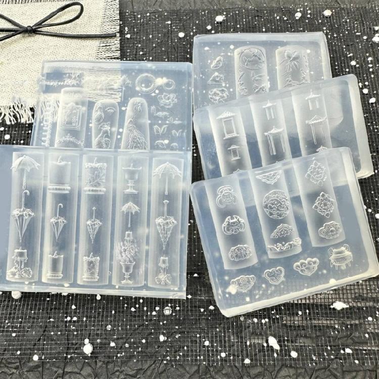 3D Embossed Traditional Chinese Emboss Silicone Mold For Nail Art Enthusiasts Reusable DIY Nail Decoration Tool