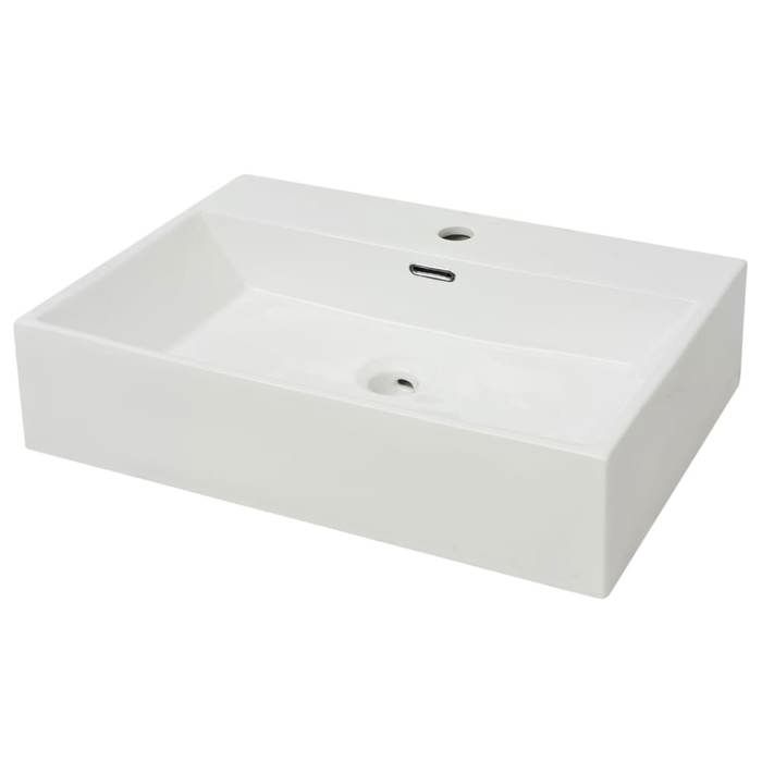 Vasque - vidaXL - 60,5x42,5cm - Céramique - Blanc - Rectangulaire