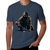 Crouching Ninja In Dark Hood Winter Clothes Tshirt Basic Casual Wear Short Sleeve Top