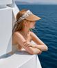 Emdijiti Floral Scarf Raffia Sun Visor _Beige [Mdf3Uen002]