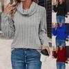 Women's Cowl Neck Long Sleeve Regular Fit Solid Rib Knit Casual Tunic Top Sweater