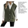 Women Knitting Vest V-neck Sleeveless Loose Fit Sweater Vest with Faux Pearls Buttons Decor Solid Color Casual Knitting Waistcoat