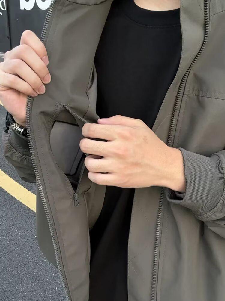 Cleanfit Men's Autumn Stand-Up Collar Windbreaker: Hard-Wearing American Trendy Short Work Jacket