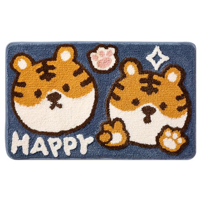 Tiger Absorbent Bathroom Door Entrance Mat Cartoon Bath Rug Bathroom Non -Slip Toilet Mat Entrance Children 'S Room Carpet 