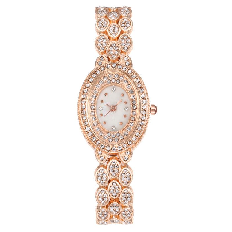 New Fashion Casual Women Watches Full Diamond Oval Dial Bracelet Bracelet Women Fashion Versatile Quartz Watch Relogio Feminino