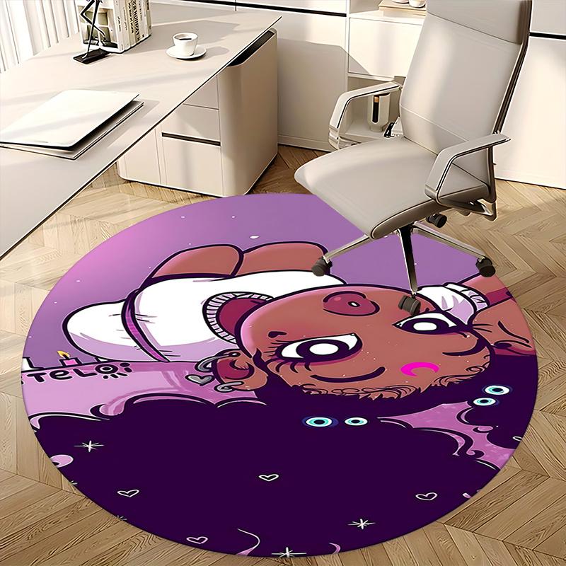 Charming Cartoon Character Round Chair Mat - Perfect for Home Decor, Office Use, and Gifts!0506b