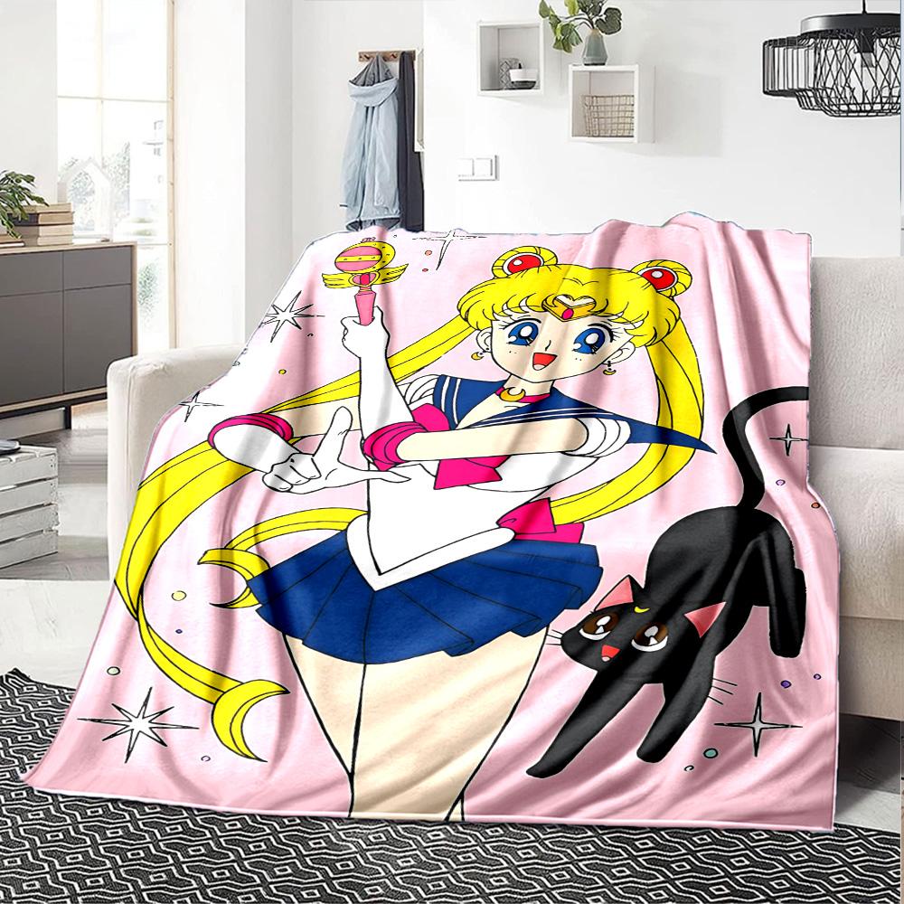 1pc Moonlit Sailor Magic flannel Blanket for Super Soft Cute Comfort Blanket for Travel Bedding Couch Sofa Blanket Y73025