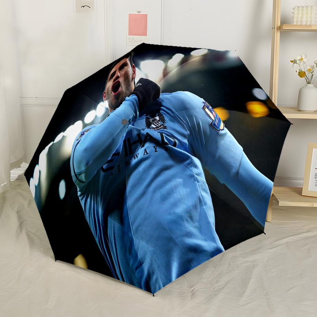 Manchester City Player Action Outdoor Automatic Umbrella Compact 8-Rib Design Compact Design Perfect for Outdoor Adventures Elegant Umbrella