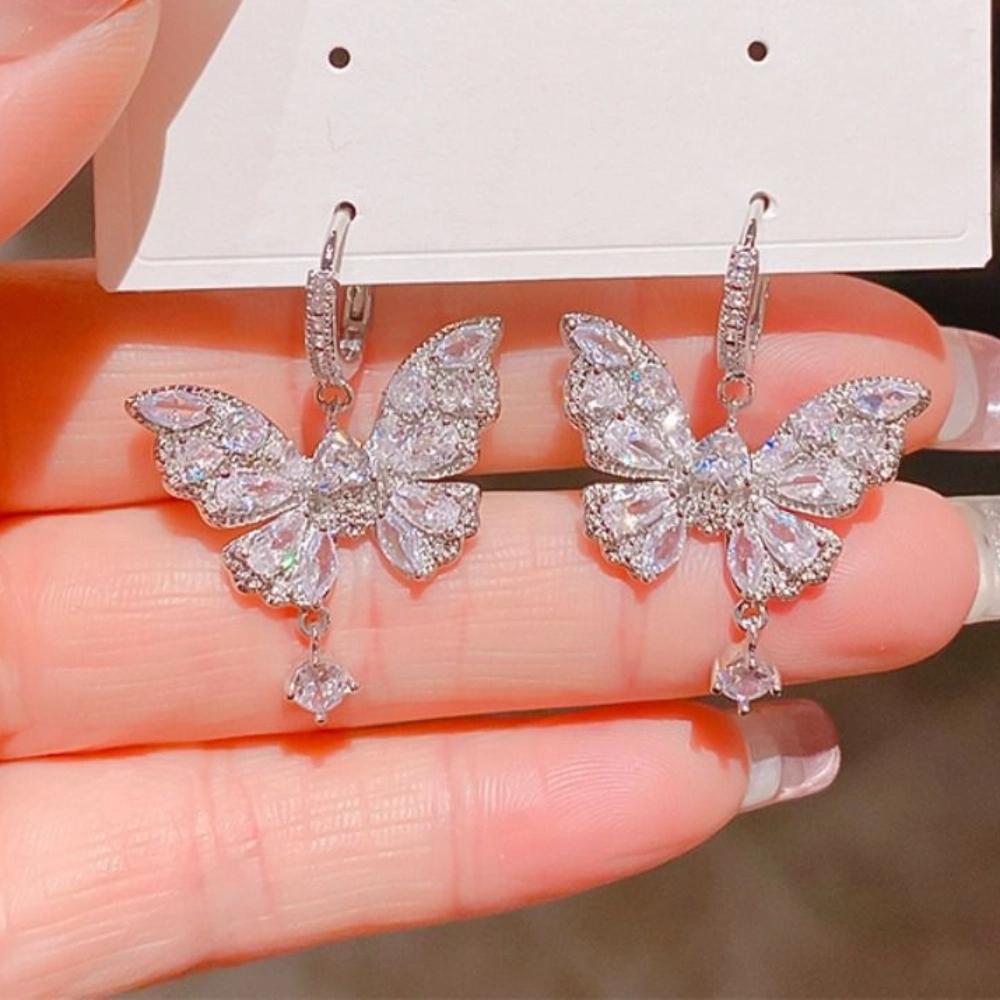Light Luxury Butterfly Drop Earring Hook Piercing Ear Jewelry Accessories  Girls