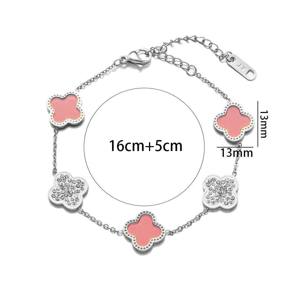 18K Titanium Steel Four-Leaf Clover Bracelet Fashion Charm Hand Jewelry Five-Leaf Bracelet