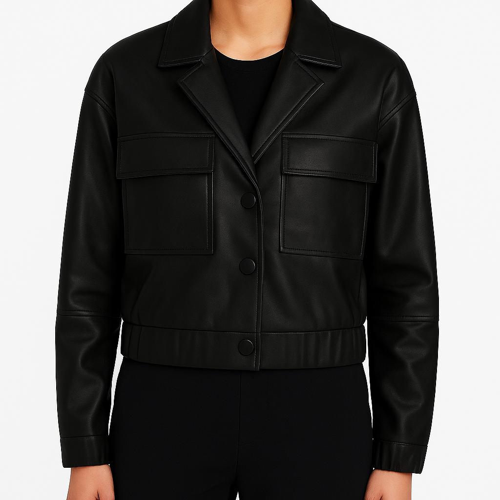 

Noora New Lambskin Women s Black Leather Jacket XL чорний