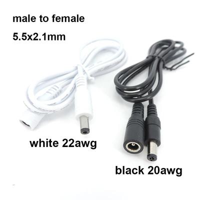 1m White Black DC Male To Female Plug 12V Power Connector 5.5x2.1mm Supply 22awg Cable Extension Cord Adapter For  Strip Light