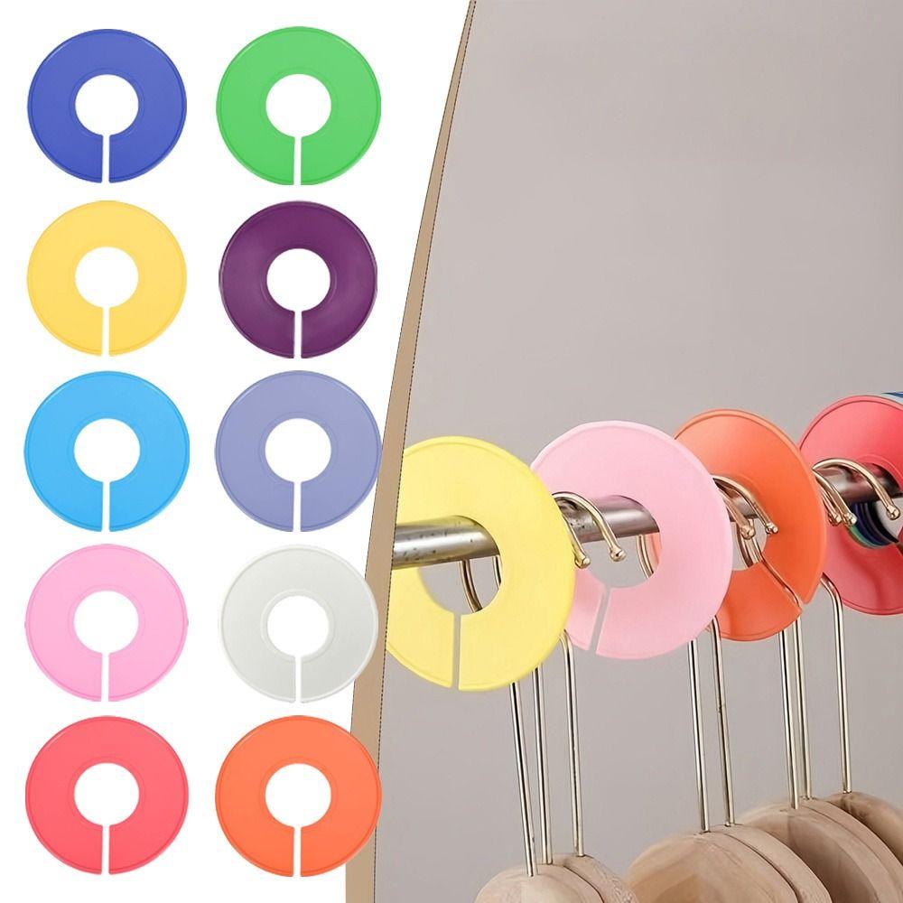 5Pcs Organizing Hangers Clothing Rack Size Dividers Plastic Round Garment Labels DIY Craft Wardrobe Separator