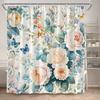 Floral Shower Curtains Boho Flowers Plant Watercolour Art Modern Polyester Fabric Bathroom Curtain Bathtub Decor Set With Hooks
