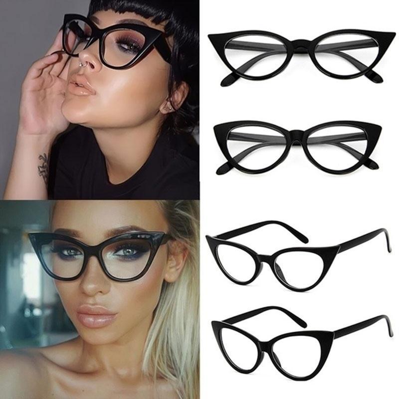 Trends Women Cat Eye Clear Lens Glasses Classics Black Eyeglasses Frame Sexy Girls Eyewear Vintage